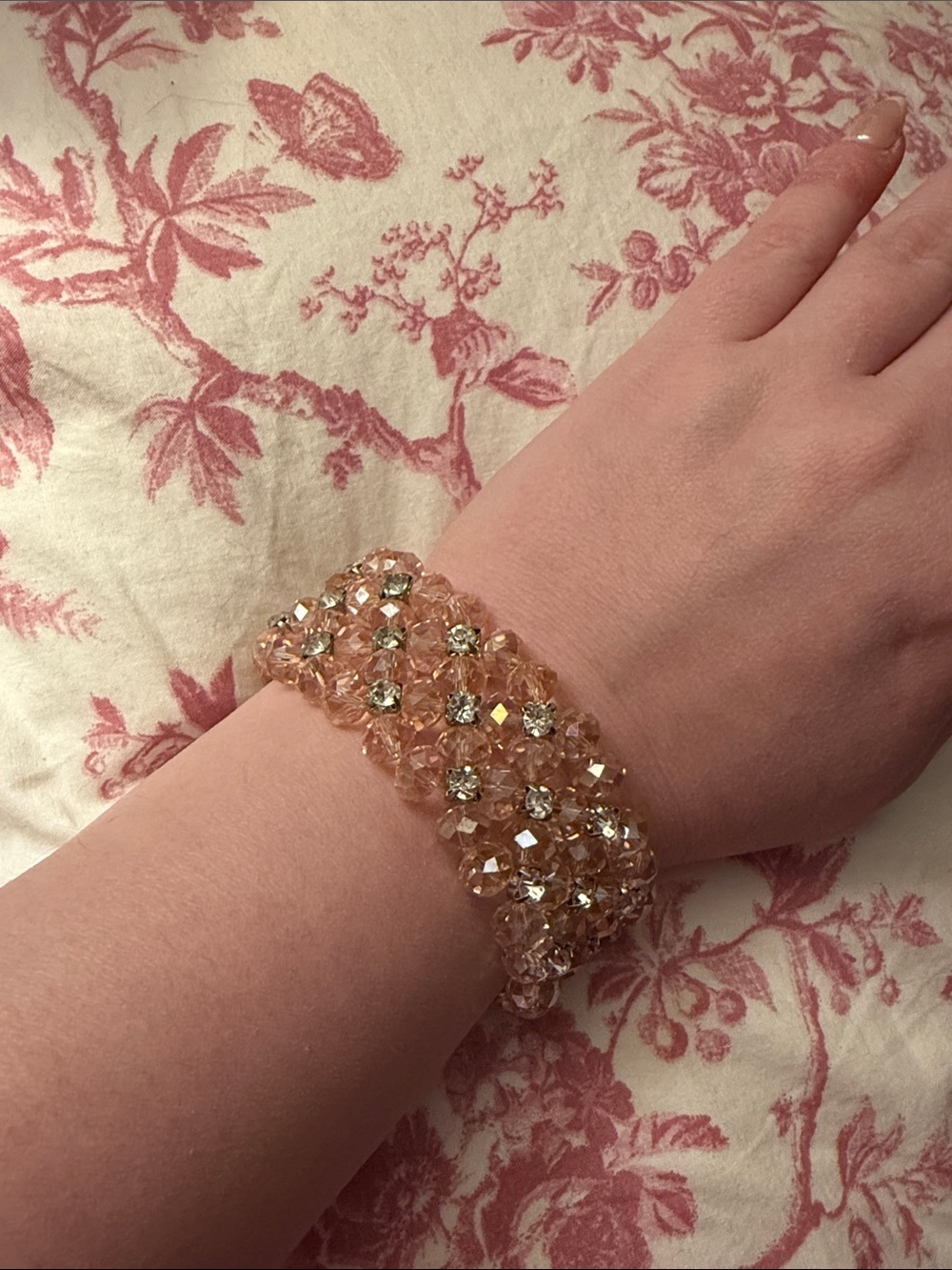Crystal Bead Stretch Bracelet in Champagne